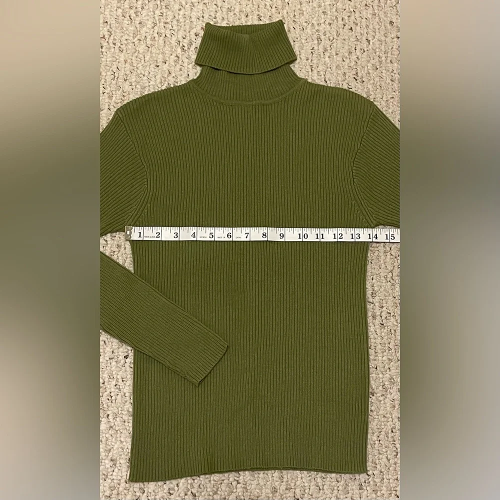 Dressbarn Olive Green Ribbed Long-Sleeved Turtleneck Top, Size S - Picture 5 of 6